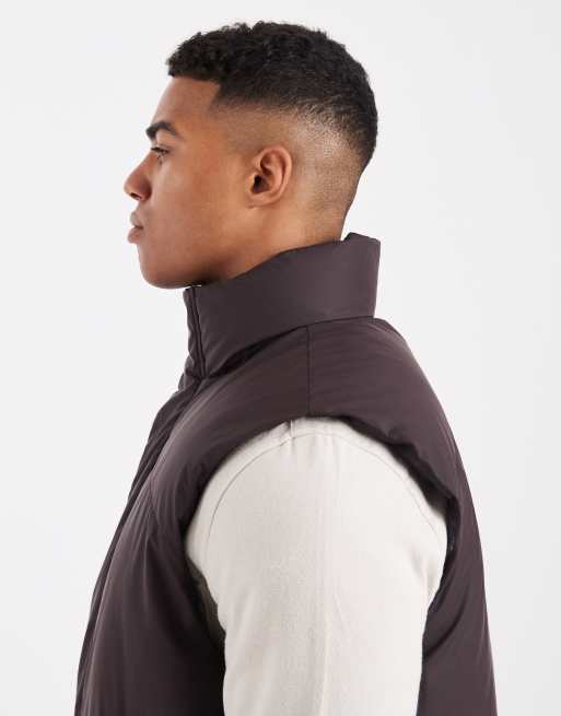ASOS DESIGN puffer vest in burgundy, 4 of 5