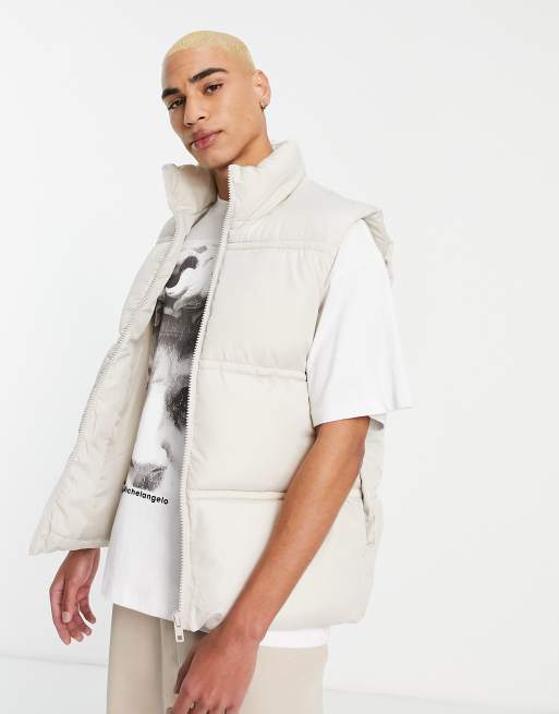 ASOS DESIGN puffer vest in ecru ASOS