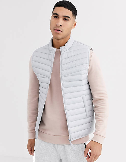 ASOS DESIGN puffer vest in gray | ASOS