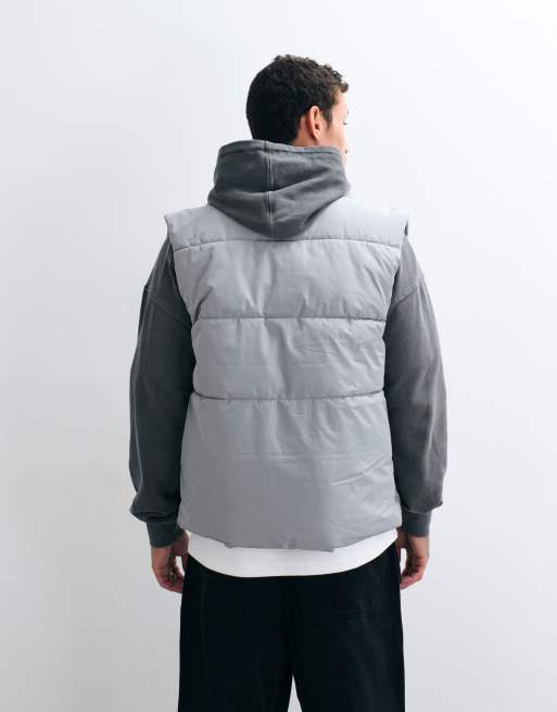 ASOS DESIGN puffer vest in grey, 3 of 5