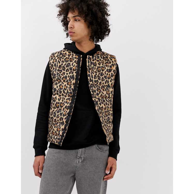 Cheetah print puffer store vest