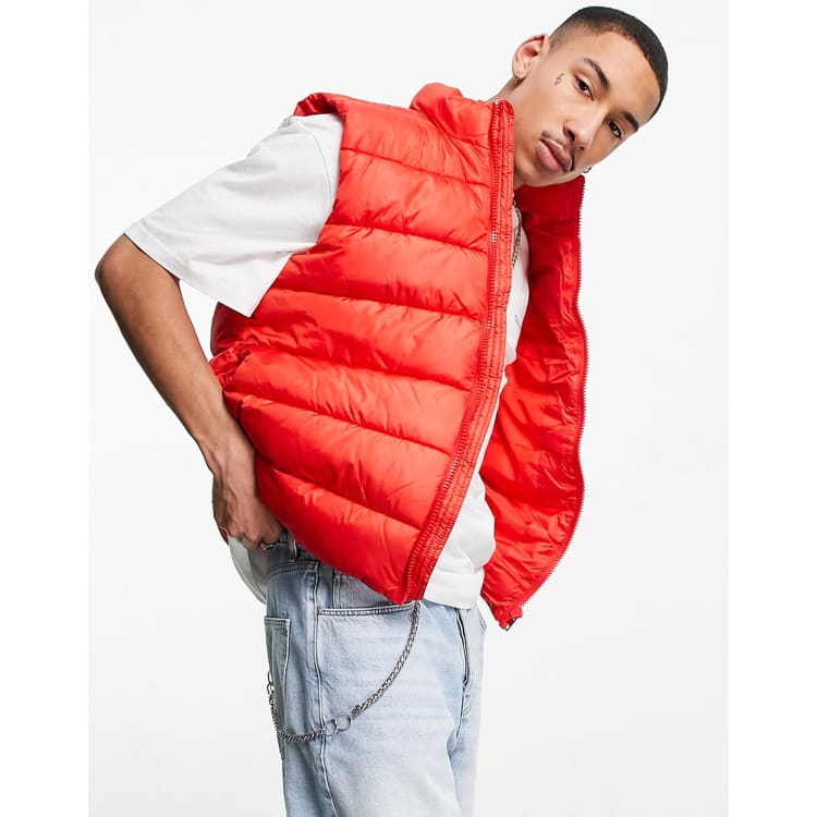 ASOS DESIGN lightweight utility vest with pockets in red