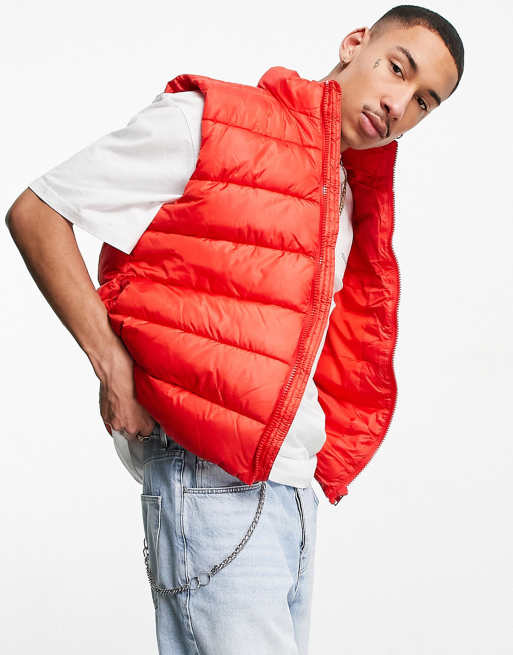 ASOS DESIGN lightweight utility vest with pockets in red