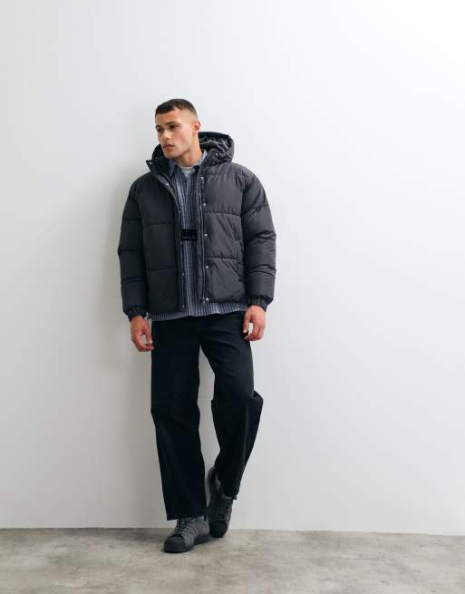 ASOS DESIGN pufferjacka i kolgrått, 3 av 5