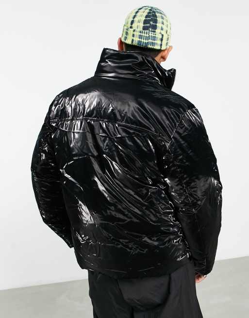 ASOS DESIGN Pufferjacke aus Vinyl in Schwarz ASOS