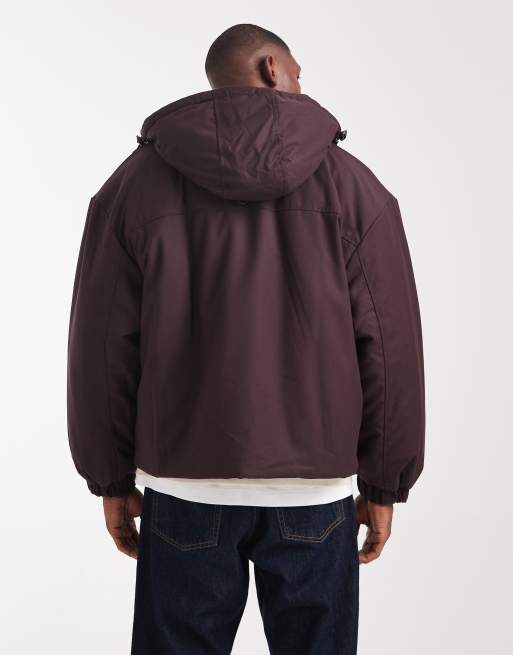 ASOS DESIGN – Pufferjacke in Burgunderrot mit Kapuze, 3 von 5