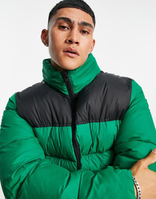 ASOS DESIGN Pufferjacke mit Kontrasteinsatzen in Grun ASOS