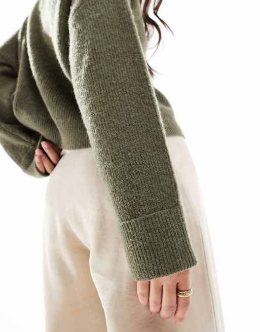 ASOS DESIGN - Pull à col cheminée - Kaki, 2 de 4