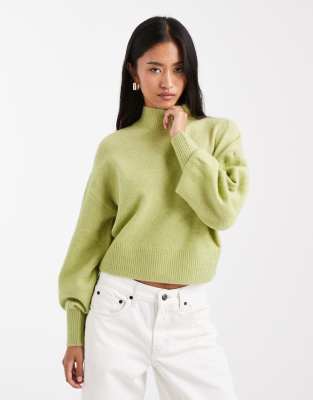 ASOS DESIGN - Pull à col montant - Pistache-Vert