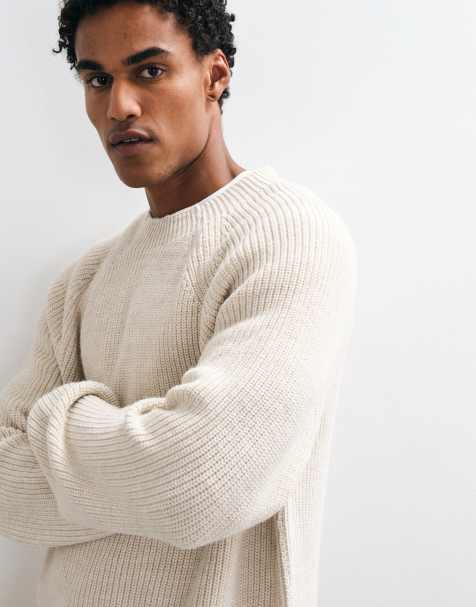 ASOS DESIGN pull à col roulé en maille côtelée coupe décontractée couleur crème - view 1