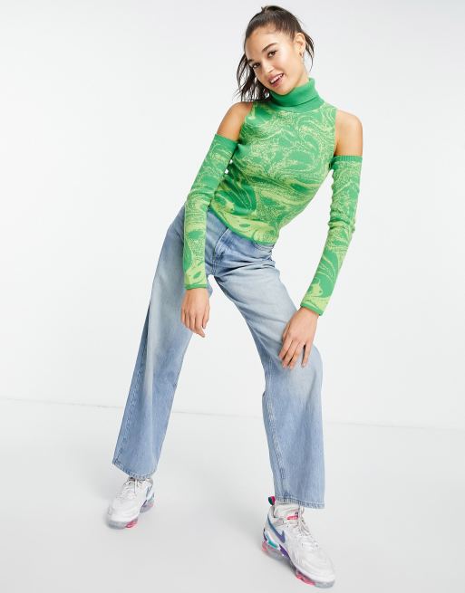 ASOS DESIGN - Pull à épaules nues en imprimé marbre, 2 de 4