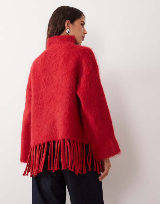ASOS DESIGN pull à franges brossées rouge, 4 de 4