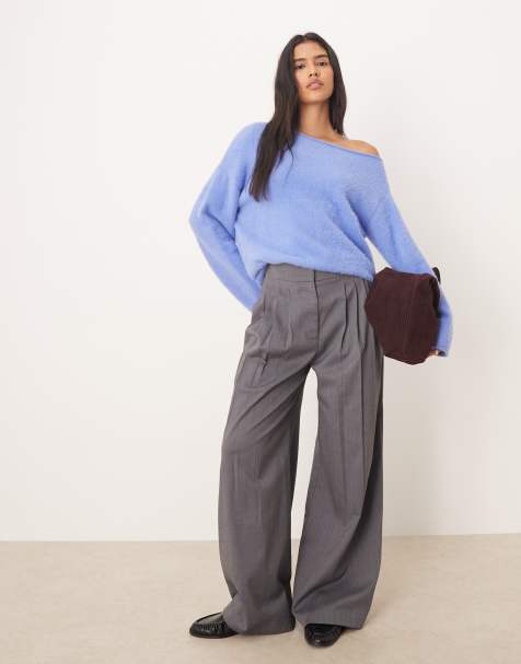 ASOS DESIGN - Pull à franges et épaules dénudées - Bleu - view 1