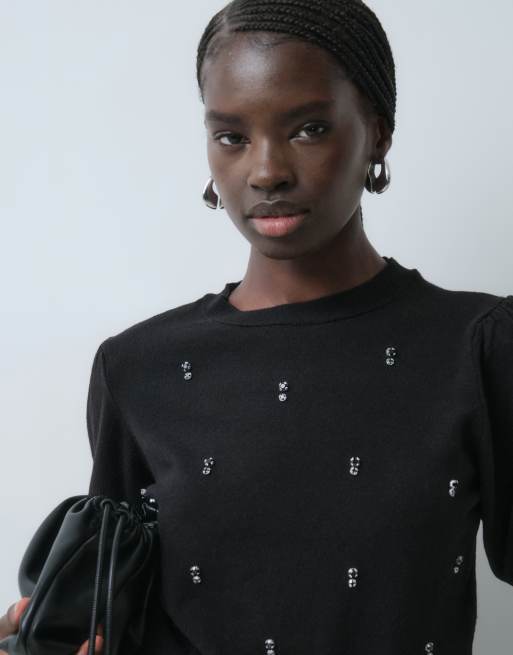 ASOS DESIGN pull à manches ballon courtes noir, 5 de 5