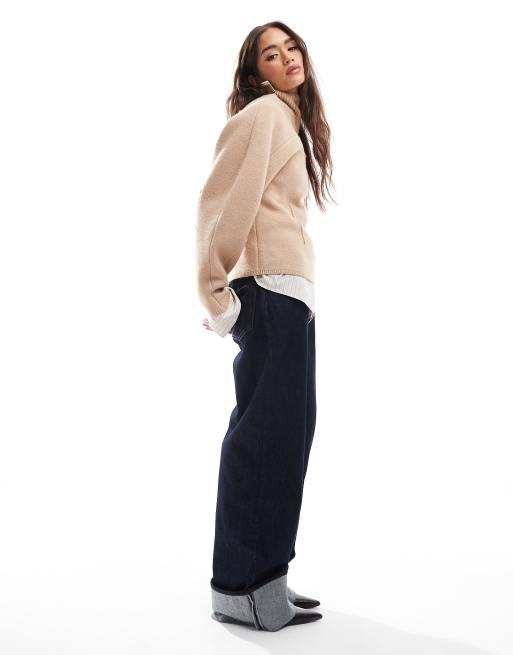 ASOS DESIGN - Pull à manches structurées et col cheminée - Fauve, 2 de 5