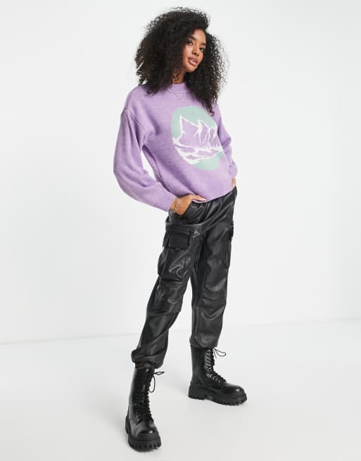 ASOS DESIGN Pull à motif paysage de montagne Lilas ASOS