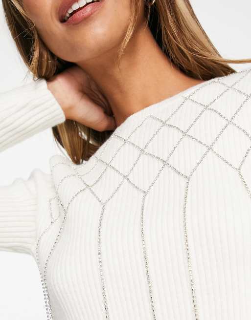 ASOS DESIGN - Pull à ornement chaîne - Crème, 3 de 4