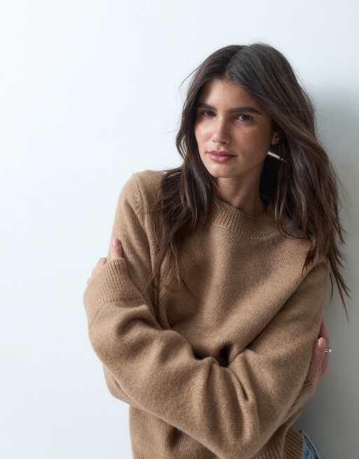 ASOS DESIGN - Pull ajusté en laine mélangée - Moka, 4 de 4