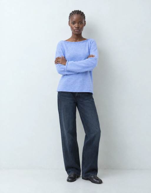 ASOS DESIGN pull ample à épaules nues bleu, 5 de 8