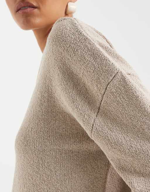 ASOS DESIGN - Pull asymétrique en maille bouclée - Moka, 3 de 4