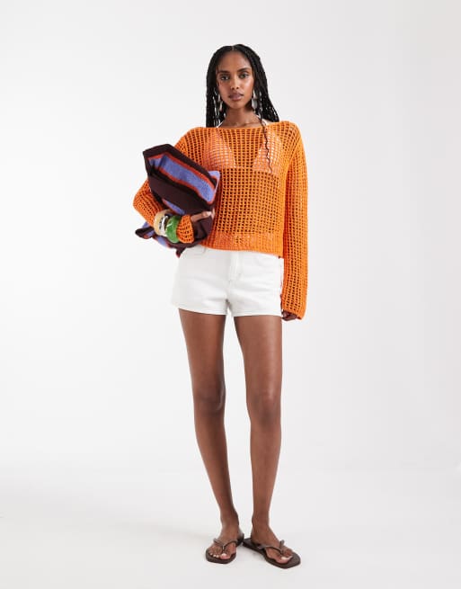 ASOS DESIGN - Pull au crochet ajouré - Orange, 4 de 8