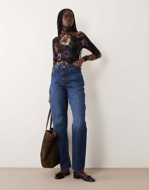 ASOS DESIGN pull col roulé en maille seconde peau à imprimé floral flou - view 1