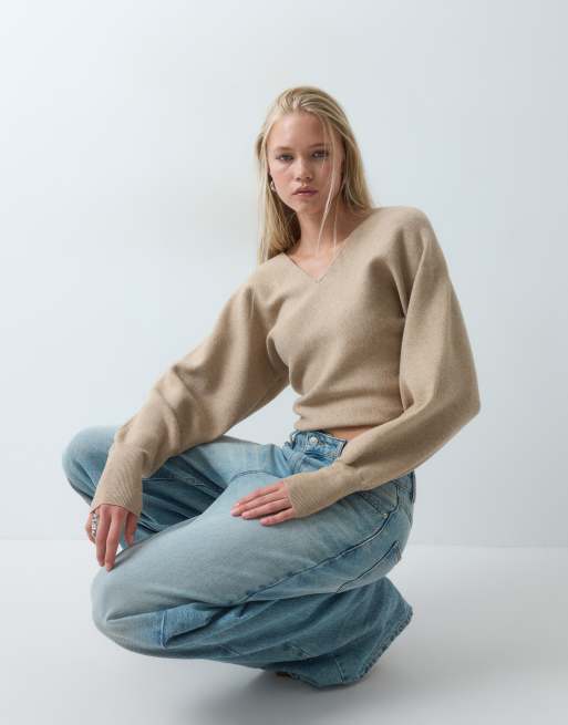 ASOS DESIGN pull compact à manches chauve-souris camel, 3 de 5