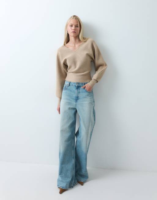 ASOS DESIGN pull compact à manches chauve-souris camel, 4 de 5