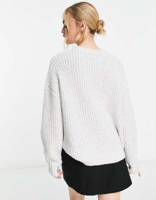 ASOS DESIGN - Pull côtelé épais à col ras de cou - Gris clair, 2 de 4