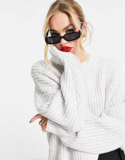 ASOS DESIGN - Pull côtelé épais à col ras de cou - Gris clair, 4 de 4