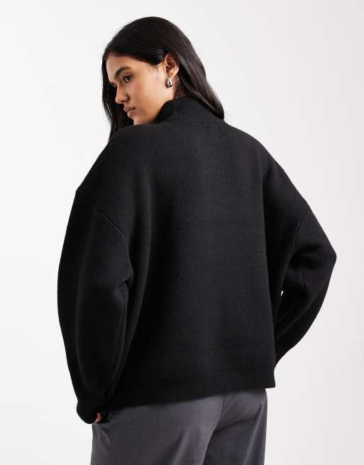 ASOS DESIGN - Pull coupe carrée à col cheminée - Noir