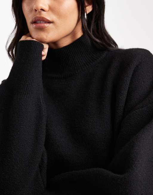 ASOS DESIGN - Pull coupe carrée à col cheminée - Noir
