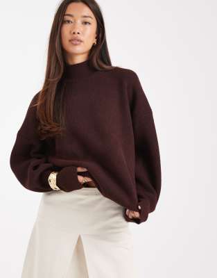 ASOS DESIGN - Pull coupe carrée à col cheminée - Prune-Violet