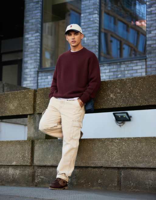 ASOS DESIGN - Pull coupe carrée ultra oversize en maille avec col ras de cou - Bordeaux