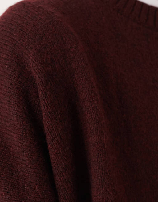 ASOS DESIGN - Pull coupe carrée ultra oversize en maille avec col ras de cou - Bordeaux