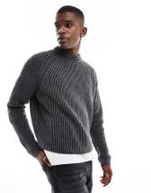 Reclaimed Vintage - Pull en maille côtelée style pêcheur - Gris