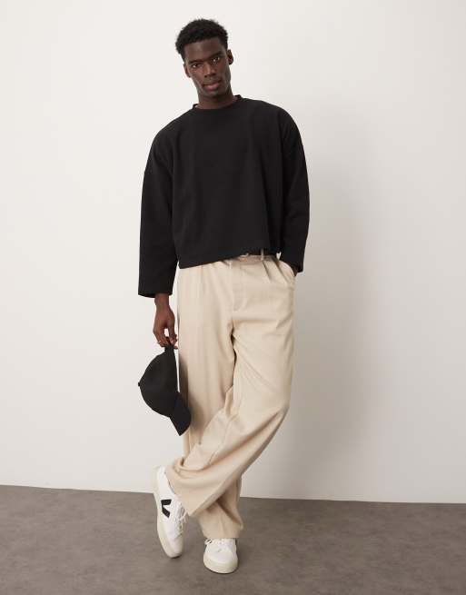 ASOS DESIGN - Pull court ultra oversize en maille côtelée épaisse effet brossé - Noir, 2 de 4