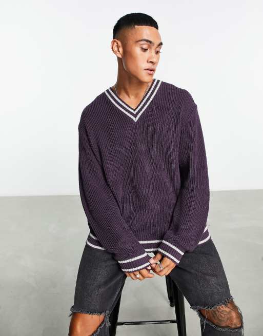 ASOS DESIGN Pull de cricket c tel style p cheur Violet ASOS