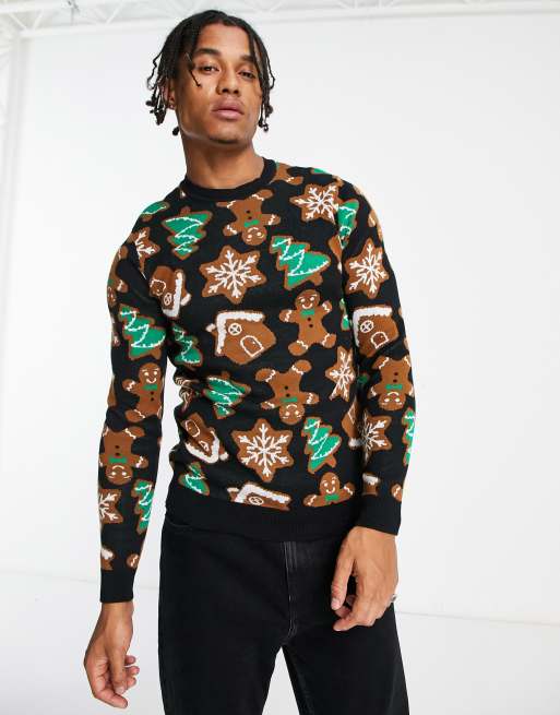 ASOS DESIGN Pull de No l en maille avec motif pain d pice ASOS