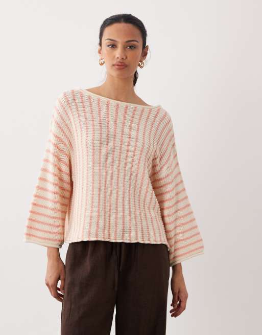 ASOS DESIGN pull de plage en maille ajourée à rayures orange, 2 de 4