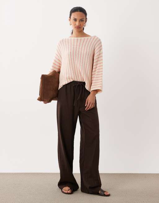 ASOS DESIGN pull de plage en maille ajourée à rayures orange, 3 de 4