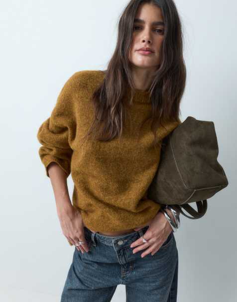 ASOS DESIGN pull décontracté duveteux avec laine marron - view 1
