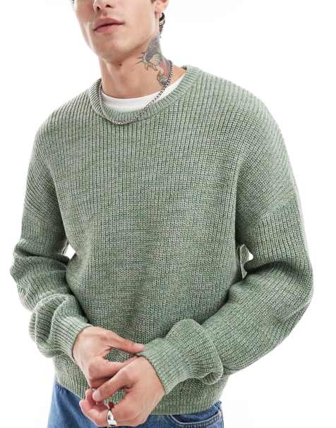ASOS DESIGN - Pull décontracté en maille à côtes anglaises - Vert - view 1