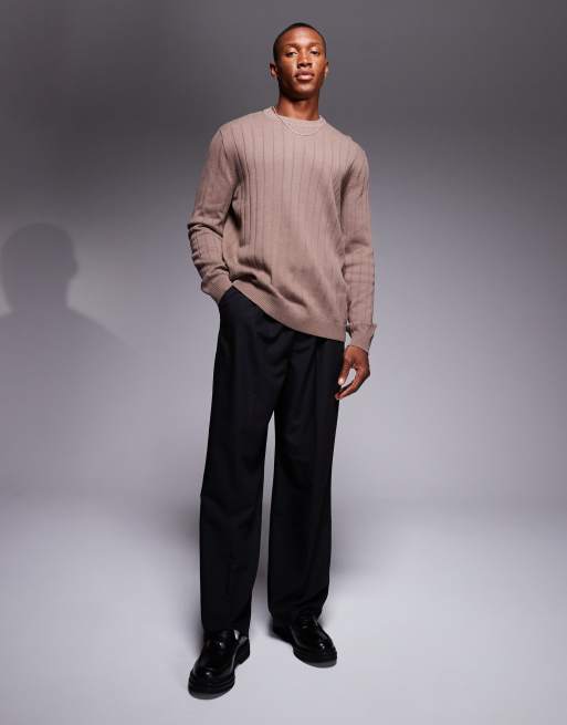 ASOS DESIGN - Pull décontracté en maille à larges côtes - Marron, 3 de 4