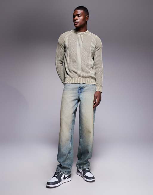ASOS DESIGN - Pull décontracté en maille avec empiècements devant - Vert clair, 2 de 5