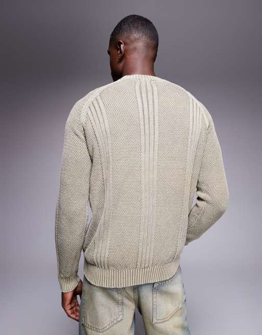 ASOS DESIGN - Pull décontracté en maille avec empiècements devant - Vert clair, 3 de 5