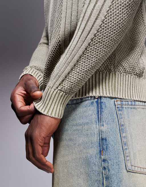 ASOS DESIGN - Pull décontracté en maille avec empiècements devant - Vert clair, 5 de 5