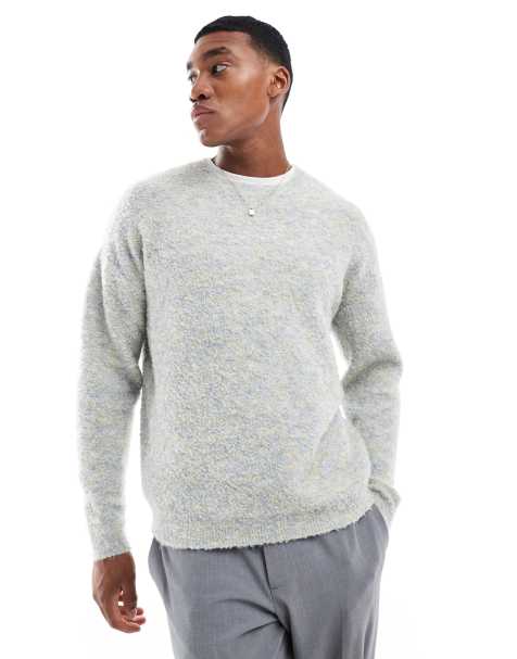 ASOS DESIGN - Pull décontracté en maille teinte par section à col ras de cou - Bleu - view 1