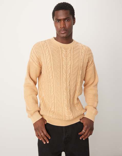 ASOS DESIGN - Pull décontracté en maille torsadée - Taupe délavé - view 1