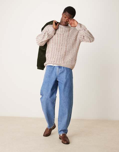 ASOS DESIGN - Pull décontracté en maille torsadée - Taupe - view 1